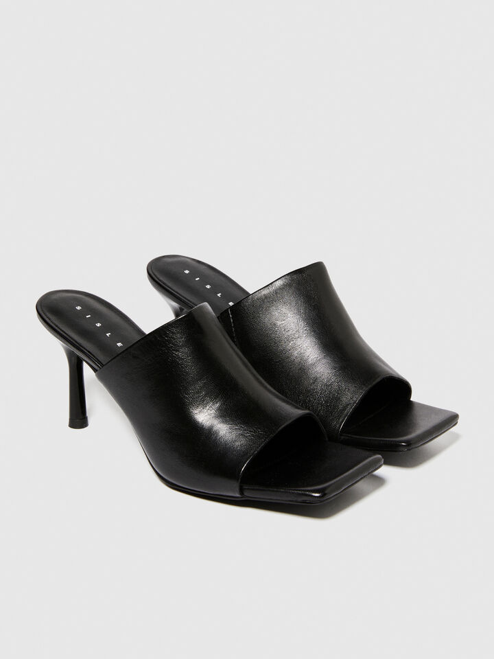 High 100% leather sandals - women's sandals and slippers - Black | Sisley image number 1